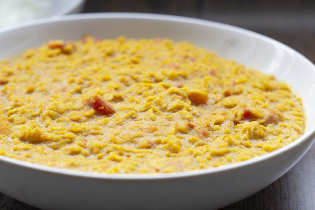 Vegan Red Lentil Dahl Recipe (with coconut milk) 231 Vegan red lentil dahl with coconut milk