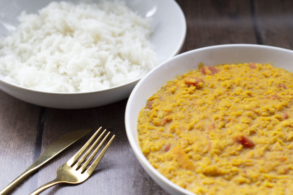 Vegan Red Lentil Dahl Recipe (with coconut milk) 228 Vegan red lentil dahl with coconut milk