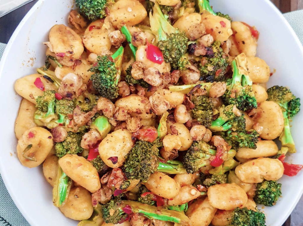 The Best Easy and Healthy Vegan Broccoli Recipes 28 Pan Fried Gnocchi With Broccoli and Chickpea Crumble