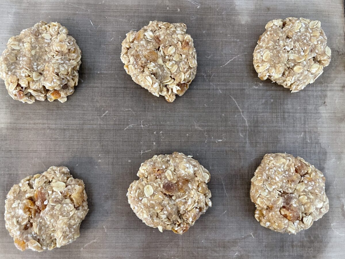 Vegan Chewy Oatmeal Apricot Coconut Cookies Recipe 199 Chewy Vegan Apricot Oatmeal Cookies ready to go into the oven