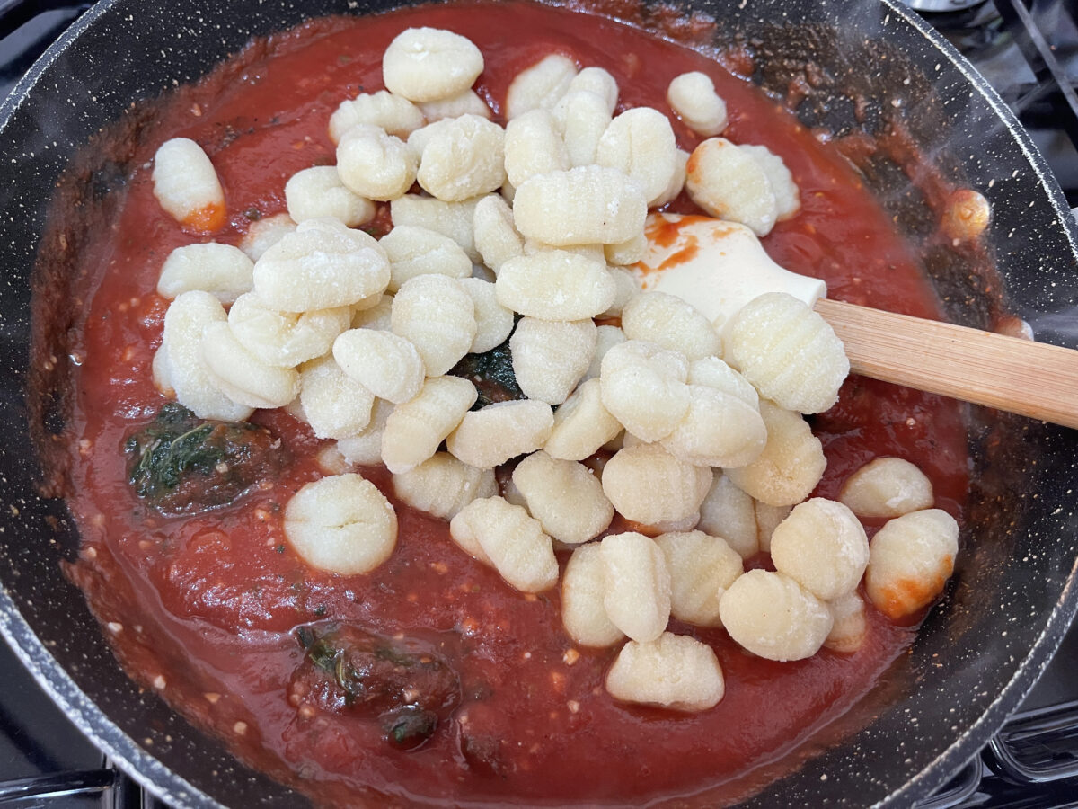 Easy Vegan Gnocchi Bake with Tomato and Spinach 201 making vegan gnocchi bake
