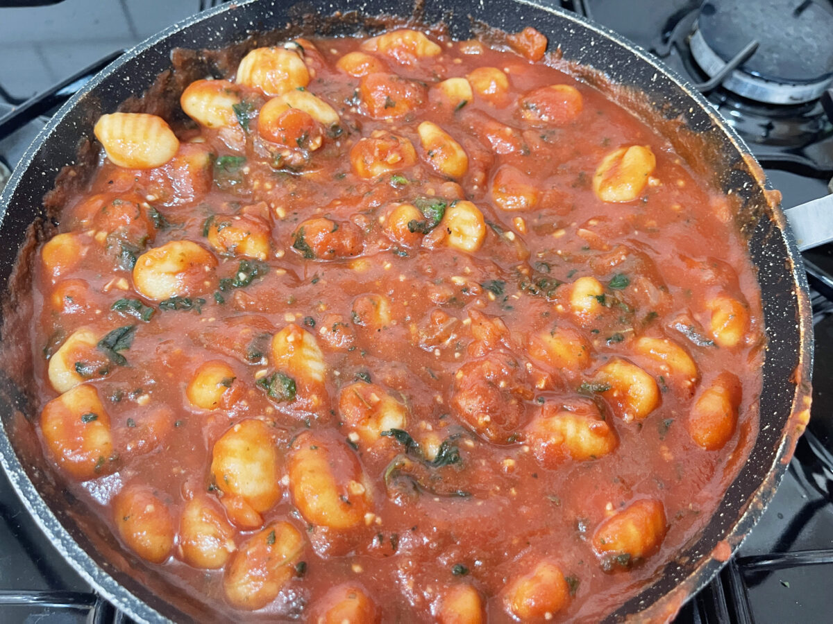 Easy Vegan Gnocchi Bake with Tomato and Spinach 202 making vegan gnocchi bake