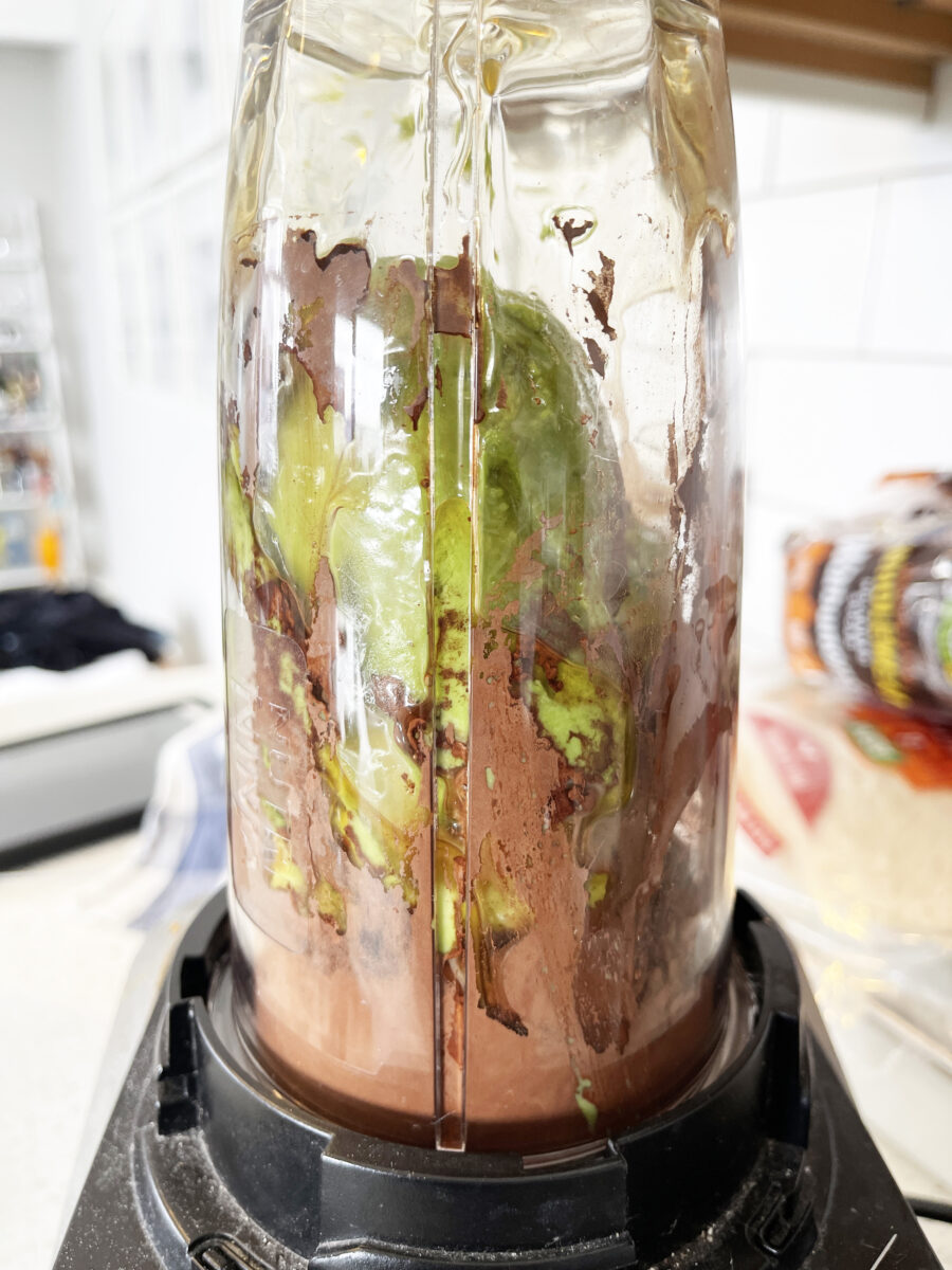Healthy Vegan Avocado Chocolate Mousse Recipe 120 Healthy Vegan Avocado Chocolate Mousse being made in a blender