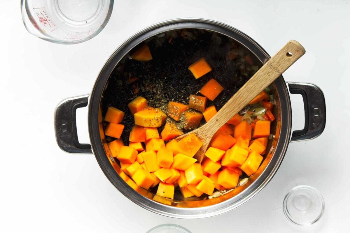 Vegan Butternut Squash and Wild Rice Soup Recipe 249 Vegan Butternut Squash and Wild Rice Soup Recipe being made