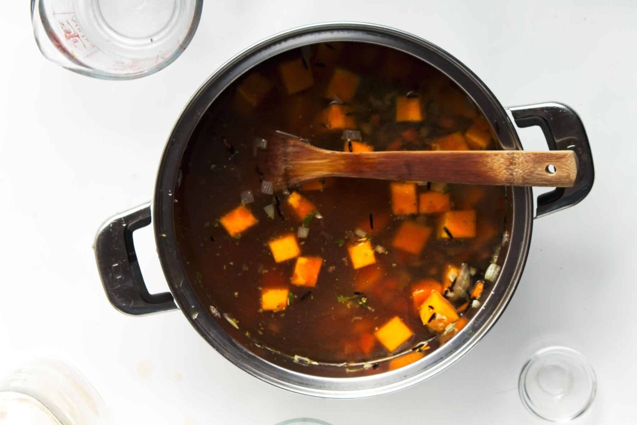 Vegan Butternut Squash and Wild Rice Soup Recipe 250 Vegan Butternut Squash and Wild Rice Soup Recipe being made