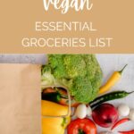 free printable vegan essential groceries list.