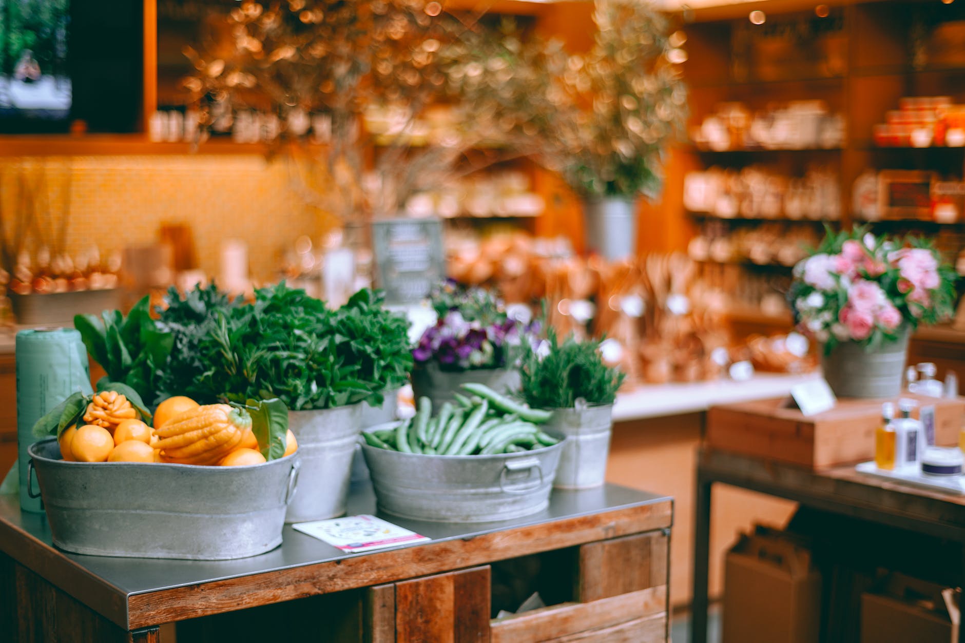 various fresh vegetables in local shop