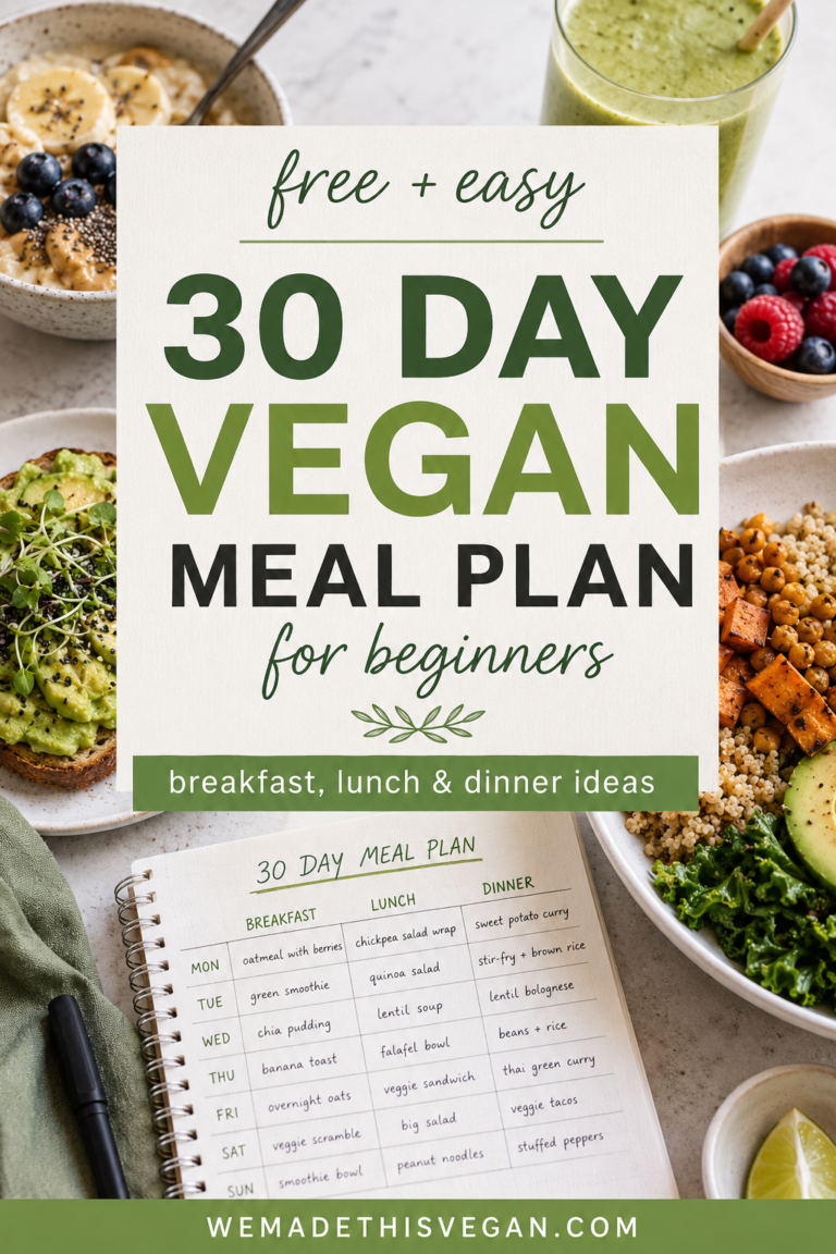 Free Easy Vegan 30 Day Meal Plan for Beginners